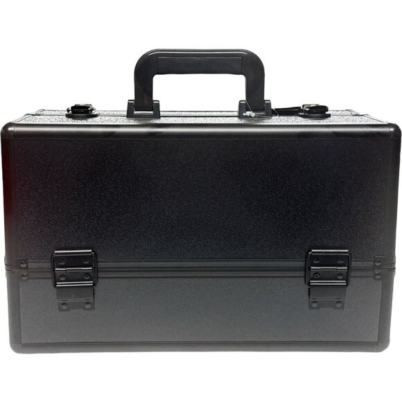 Black Matte 6-Tier Accordion Makeup Train Case Easy Slide Drawers Professional - Picture 7 of 8